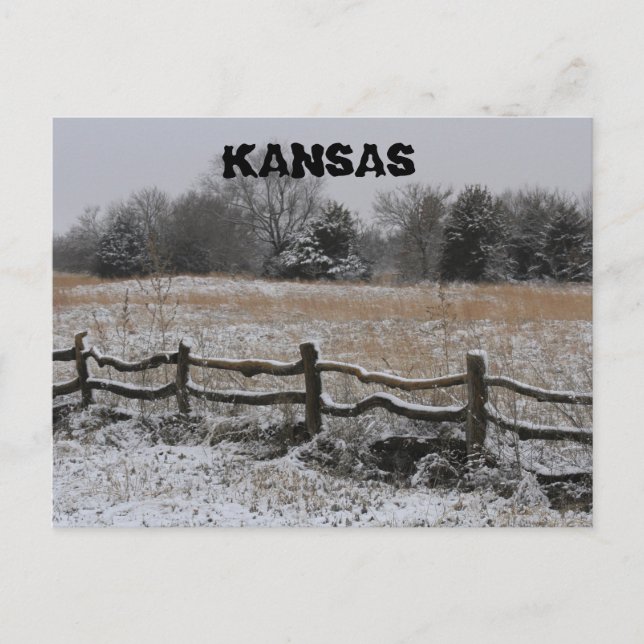 Carte postale Kansas Wooden Fence Winter Wonderlan (Devant)