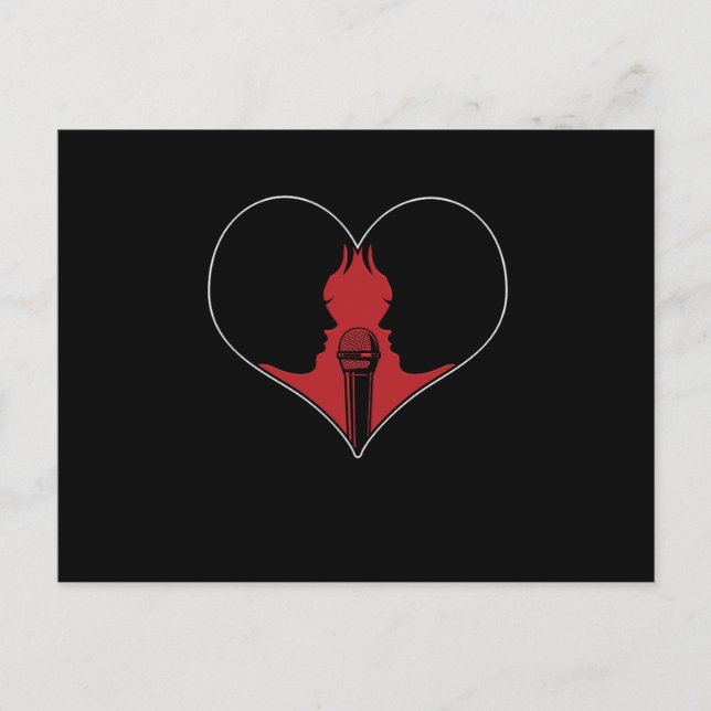 Carte Postale Karaoke Duet Coeur Microphone Musique chante Cadea (Devant)