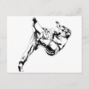 Carte Postale Karate et un judo. Techniques des lancements