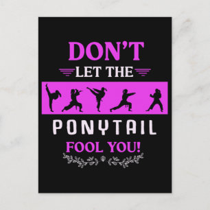 Carte Postale Karate Girl Funny Black Belt Taekwondo Combattre