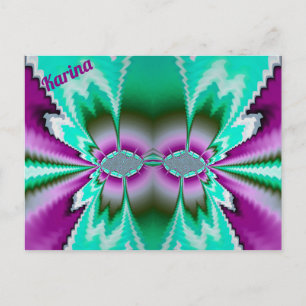 Carte Postale KARINA ~ Motif de conception fractale 3D ~ Vert po