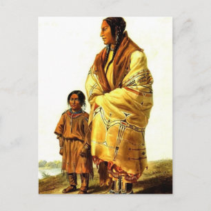 Carte Postale Karl Bodmer - Dacota femme et Assiniboin fille