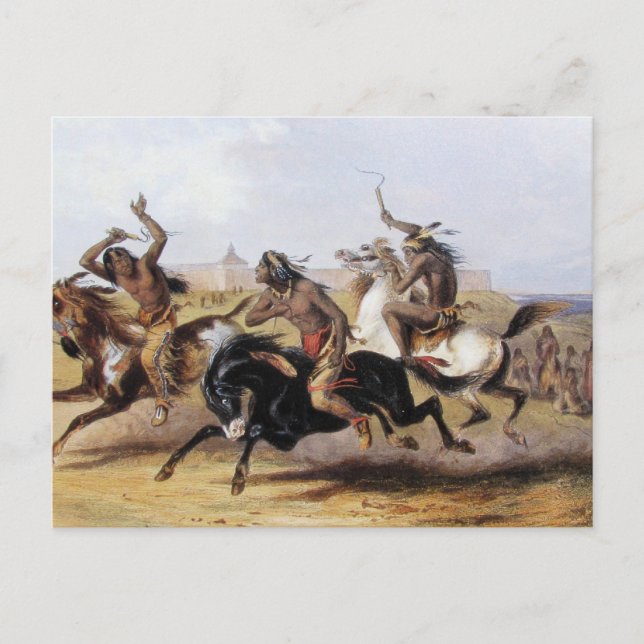 Carte Postale Karl Bodmer - Hippodrome des Sioux (Devant)