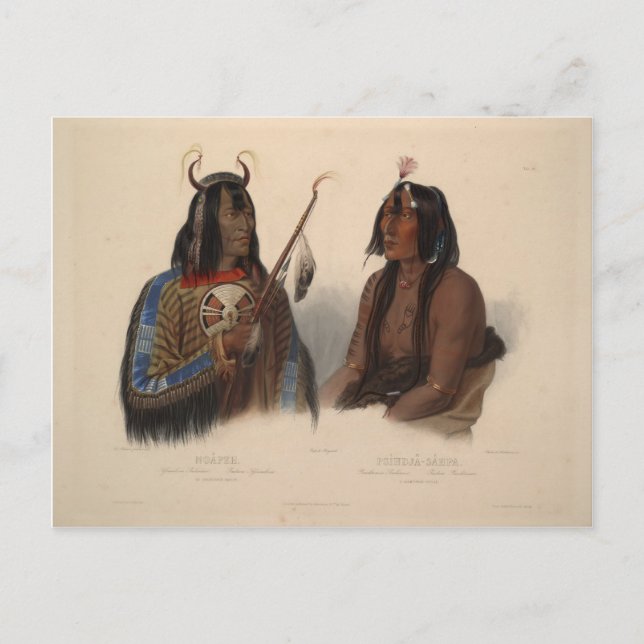 Carte Postale Karl Bodmer-Noapeh, Indien d'Assiniboin, Psihdja-S (Devant)
