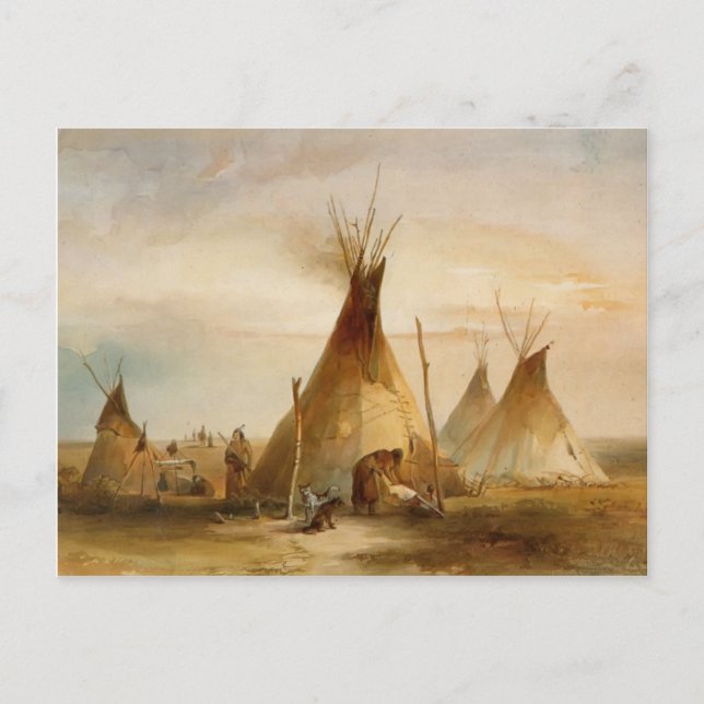 Carte Postale Karl Bodmer - Sioux teepee (Devant)