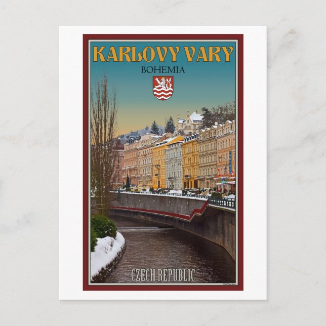 Carte Postale Karlovy Vary - Semnice River Winter (Devant)
