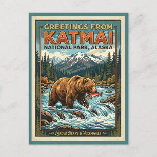 Carte Postale Katmai Parc National Alaska Rétro