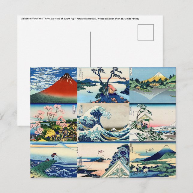 Carte Postale Katsushika Hokusai - 36 Vues de la sélection du Mo (Devant / Derrière)