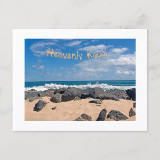 Carte Postale Kauai céleste/ vagues se brisant contre les rocher