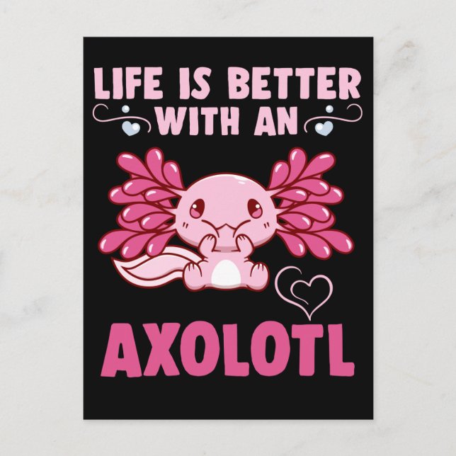 Carte Postale Kawaii Axolotl Amphibien (Devant)