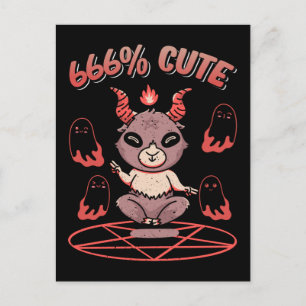 Carte Postale Kawaii Baphomet Occulte diable chèvre