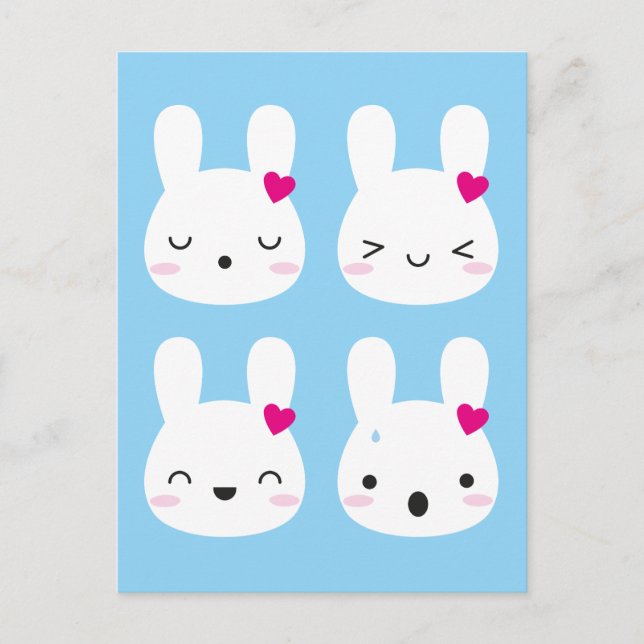 Carte Postale Kawaii Bunny Émotions (Devant)