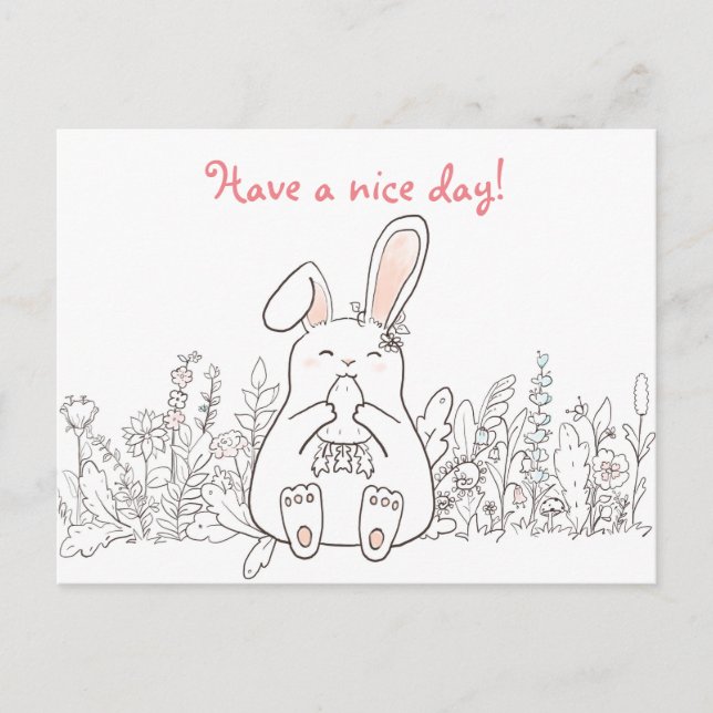 Carte Postale Kawaii Bunny/Have A Nice Day (Devant)