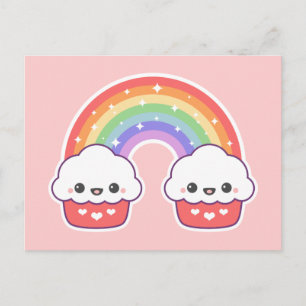 Carte Postale Kawaii Cupcake Rainbow