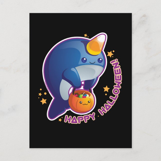 Carte Postale Kawaii Halloween Narwhal (Devant)