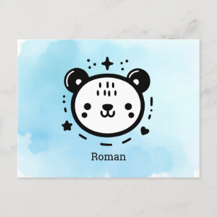 Carte Postale Kawaii mignon visage ours - Kawaii minimaliste lig