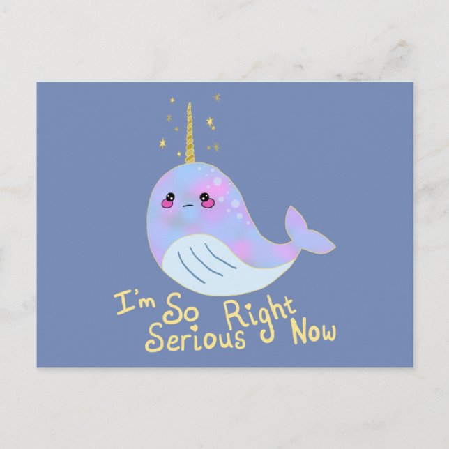 Carte Postale Kawaii Serious Narwhal (Devant)