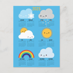 Carte Postale Kawaii Skies Bonne Météo Calendrier 2025