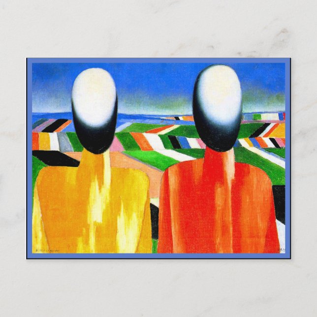Carte Postale Kazimir Malevich célèbre peinture, Paysans, 1930 (Devant)