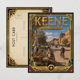 Carte Postale Keene New Hampshire Art Déco vintage de l'âge d'or