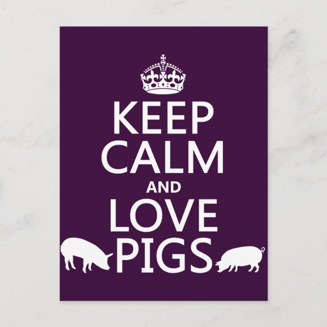 Carte Postale Keep Calm and Love Pigs (Devant)