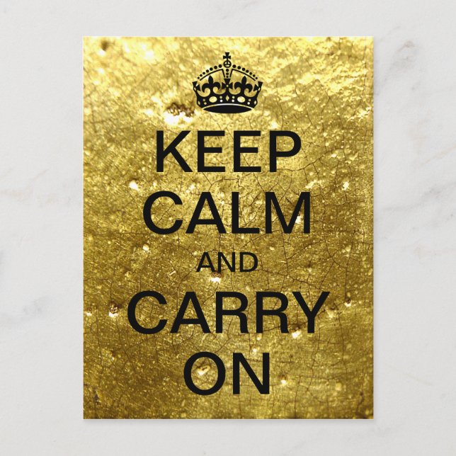 Carte Postale KEEP CALM et CARRY ON personnalisés - pierre d'or (Devant)