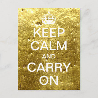 Carte Postale KEEP CALM et CARRY ON personnalisés - pierre d'or
