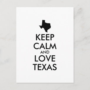 Carte Postale KEEP CALM et LOVE TEXAS personnalisables