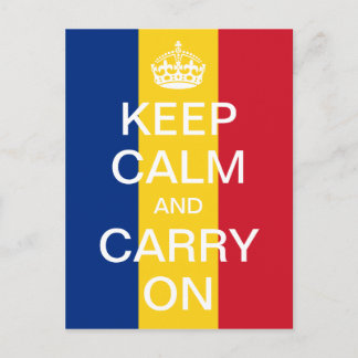 Carte Postale KEEP CALM personnalisé et CARRY ON - drapeau rouma