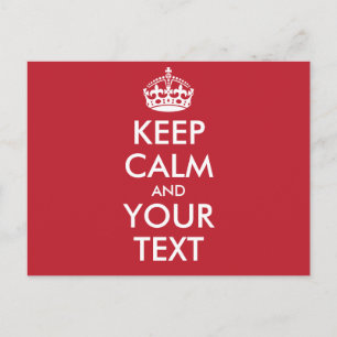 Carte Postale KEEP CALM personnalisé et VOTRE TEXTE - mots blanc