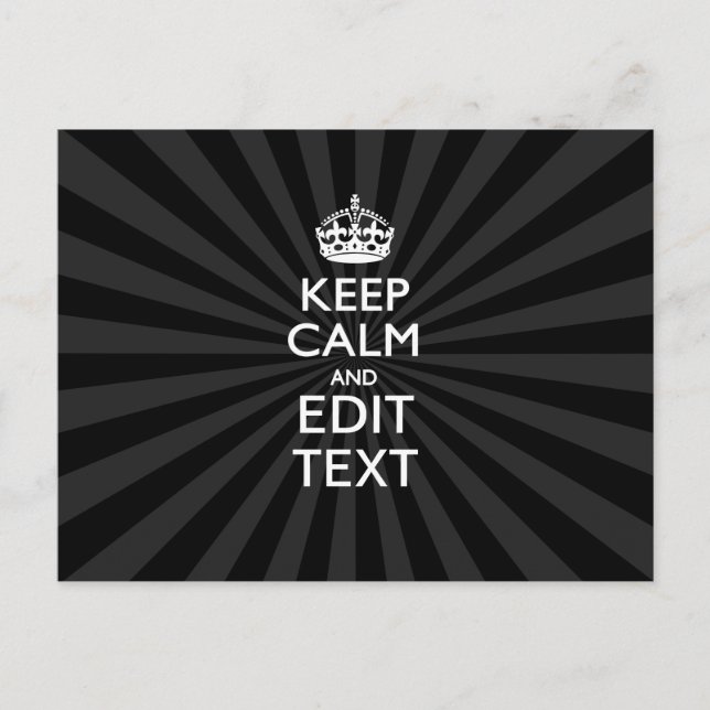 Carte Postale KEEP CALM personnalisé et votre texte sur Sunburst (Devant)