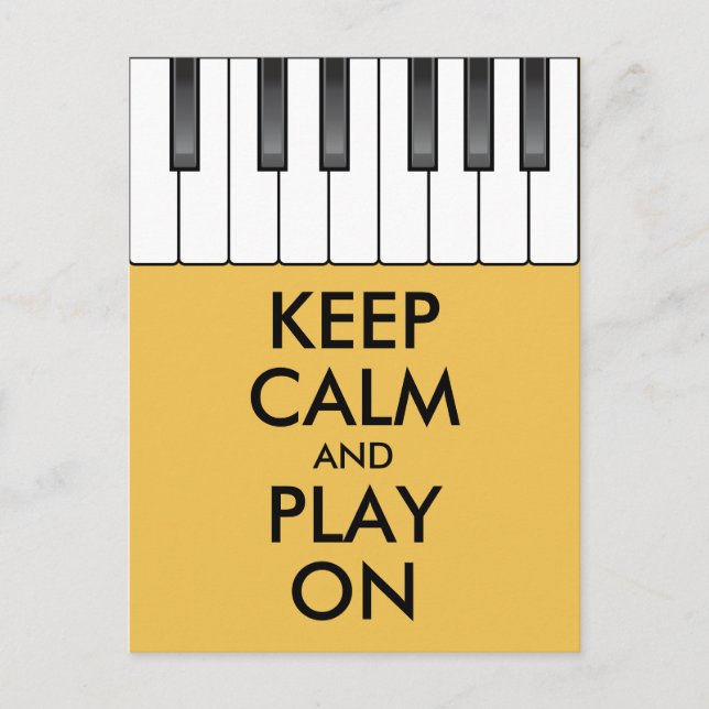 Carte Postale KEEP CALME personnalisé et JOUER ON - piano clavie (Devant)
