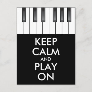 Carte Postale KEEP CALME personnalisé et JOUER ON - piano clavie
