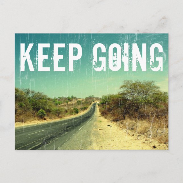 Carte Postale "Keep going" vintage photo of a road (Devant)