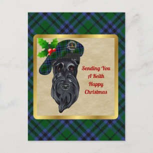 Carte postale Keith Clan Badge & Tartan Christmas