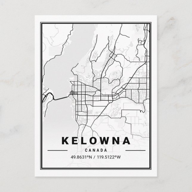 Carte Postale Kelowna Colombie-Britannique Plan de la ville de v (Devant)