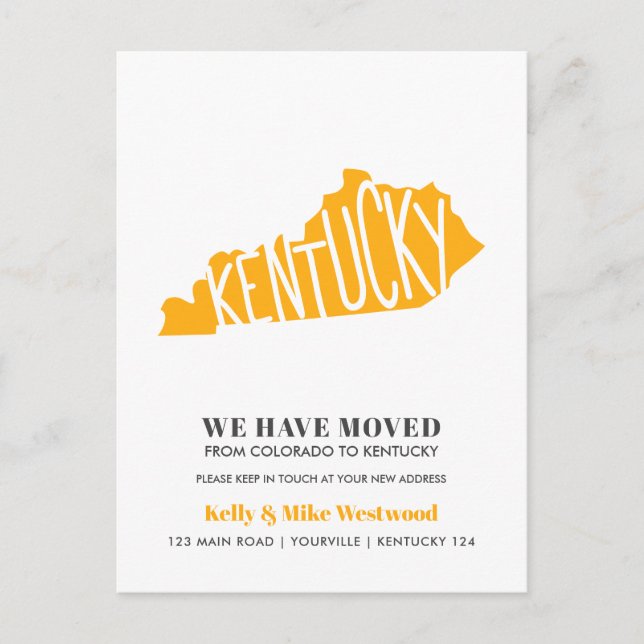 Carte Postale KENTUCKY Nous avons déplacé Nouvelle adresse Nouve (Devant)