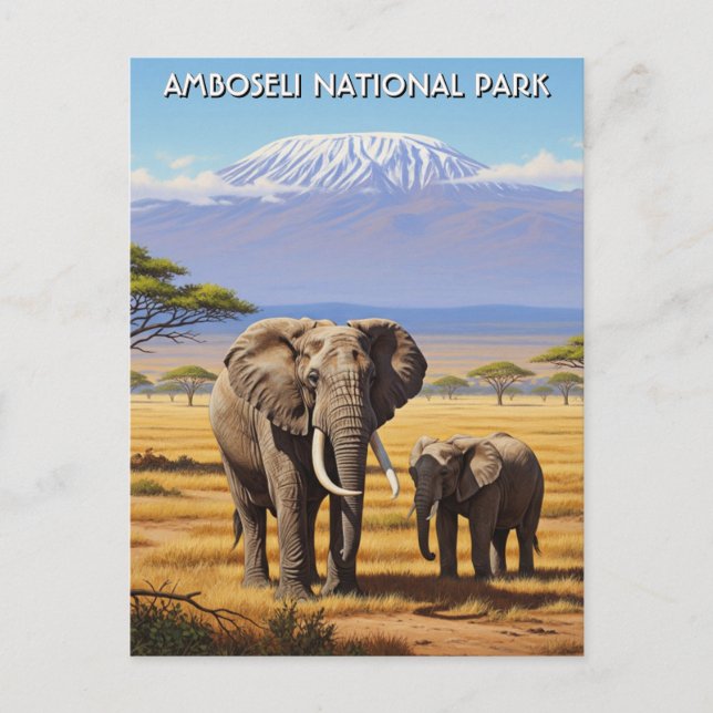 Carte Postale Kenya Amboseli Elephants du Parc National (Devant)