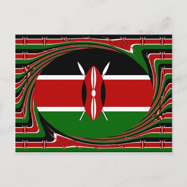 Carte Postale Kenya Drapeau Art - Patriotique & Design Moderne (Devant)