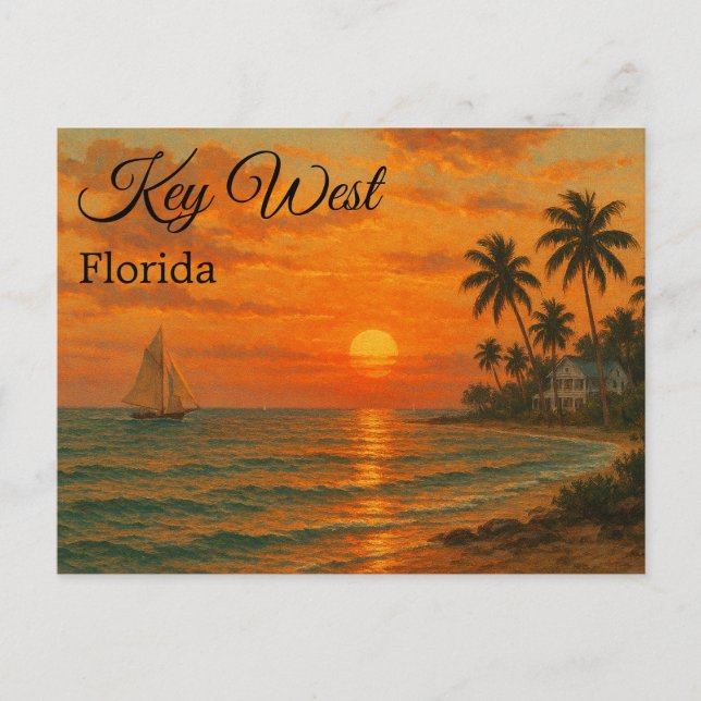Carte Postale Key West, Florida Retro Travel Tourism (Devant)