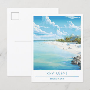 Carte Postale Key West Florida USA Vintage voyage d'art