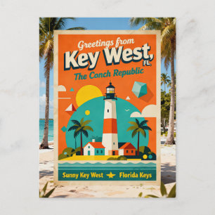 Carte Postale Key West Floride République Conch Rétro Voyage 193