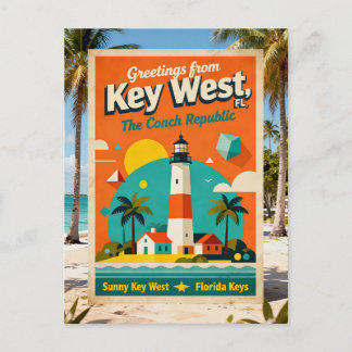 Carte Postale Key West Floride République Conch Rétro Voyage 193