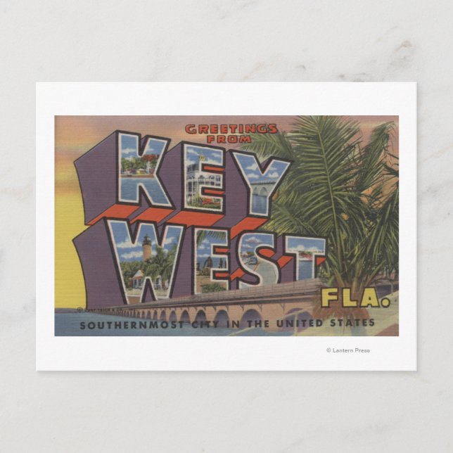 Carte Postale Key West, Floride - Scènes de grandes lettres (Devant)