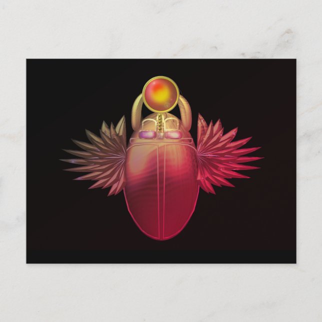 Carte Postale Kherpi Dieu du soleil levant, scarabée. (Devant)