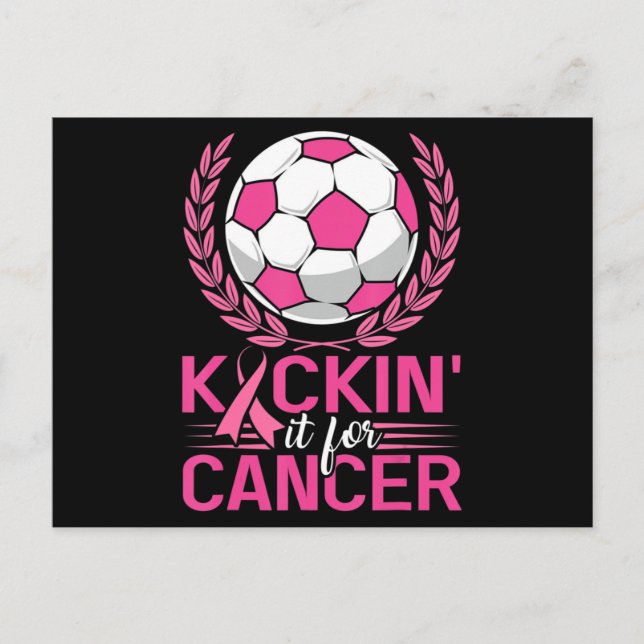 Carte Postale Kickin It for Cancer Soccer Pink Ribbon Breast Can (Devant)