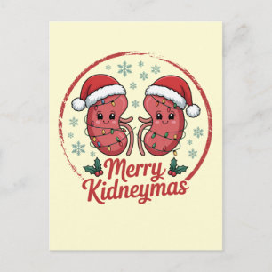 Carte Postale Kidneymas Noël Drôle de rein Fête pour Nephr