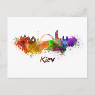 Carte Postale Kiev skyline in watercolor