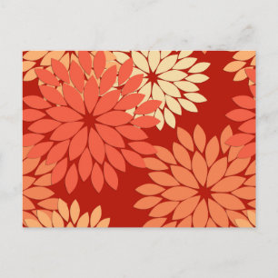 Carte Postale Kimono Floral Moderne Impression, Mandarin Orange