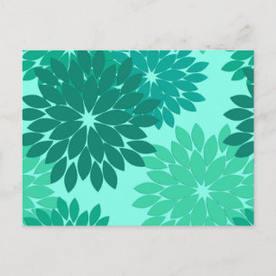 Carte Postale Kimono Floral moderne Imprimer, Turquoise, Turquoi